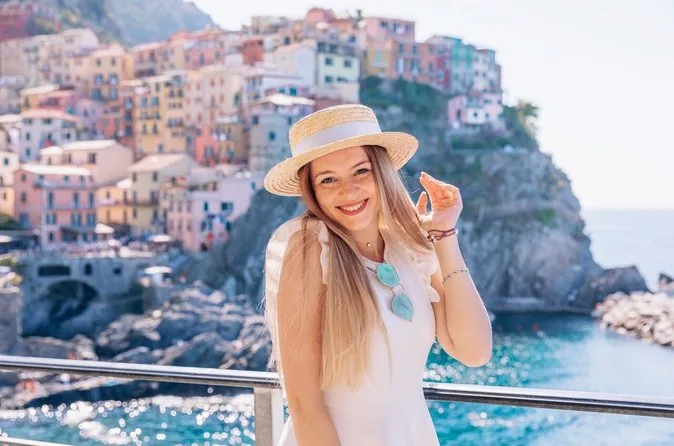 Colourful Cinque Terre village above the sea